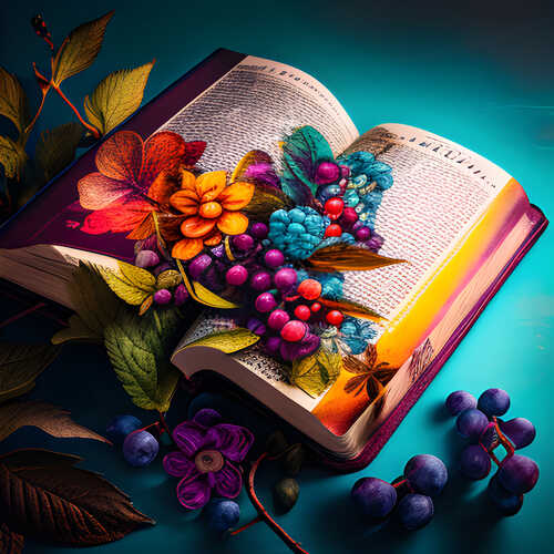 Bible Art - Bible with Fruit and Flowers