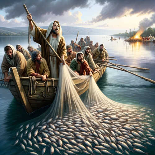 Bible Art - The Miraculous Catch of Fish